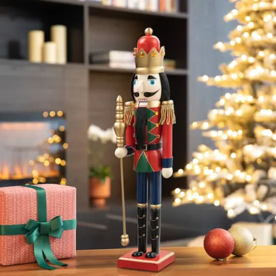 Glitzhome&reg; 24" Wooden Christmas King Nutcracker {3}