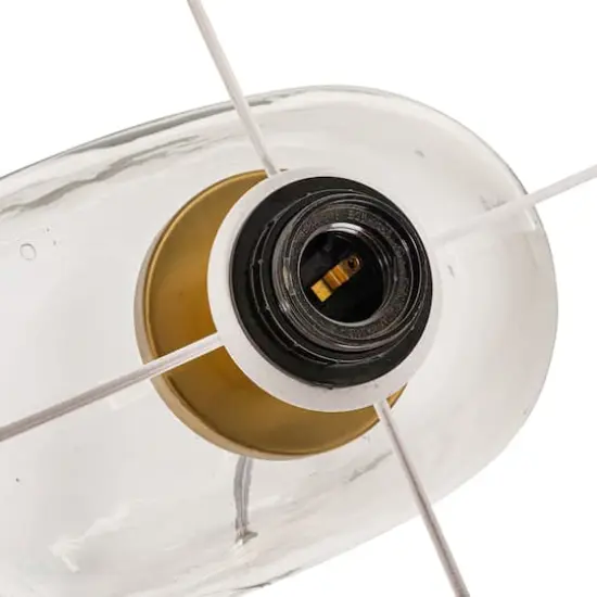 Hello Honey® 14" Modern Table Lamp with Glass Base & Mustard Yellow Velvet Shade {5}