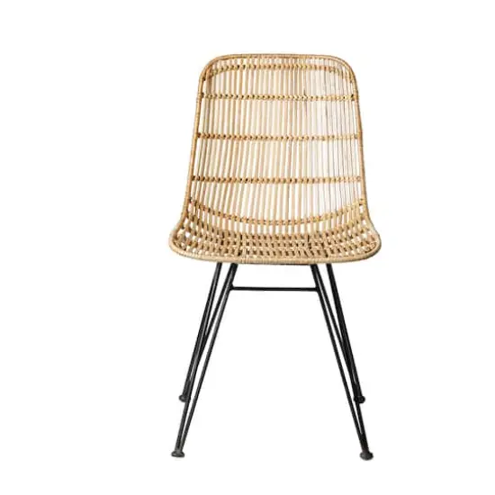 Hello Honey&reg; Natural & Black Boho Rattan & Metal Dining Chair {3}
