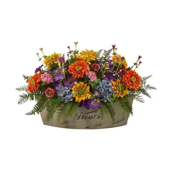 12" Mixed Flowers Arrangement in Decorative Vase {1}