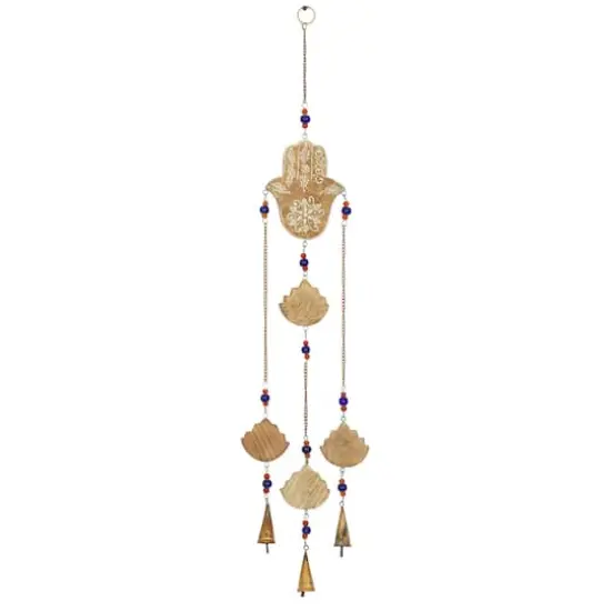 Brown Mango Wood Eclectic Style Windchime, 5" x 32" {1}