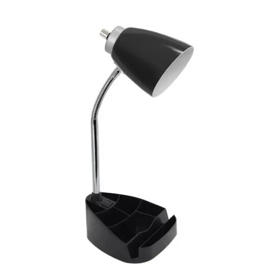 LimeLights 18.5" Gooseneck Desk Lamp with Tablet Stand and Charging Outlet Black {1}