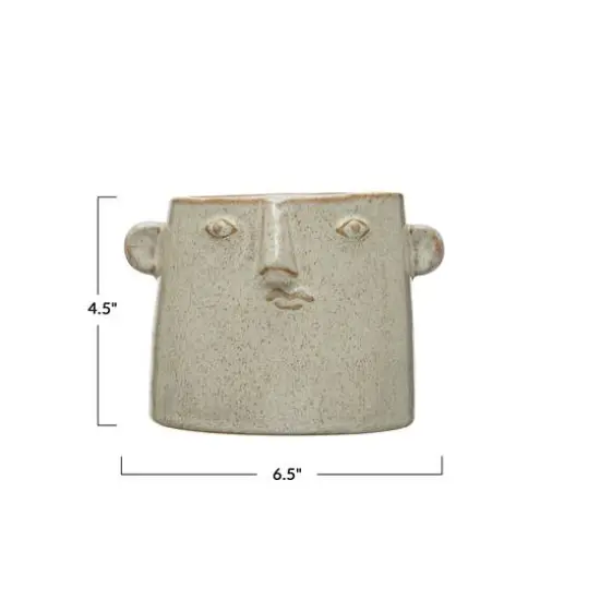 Hello Honey&reg; 6.5" White Stoneware Planter with Abstract Face {1}