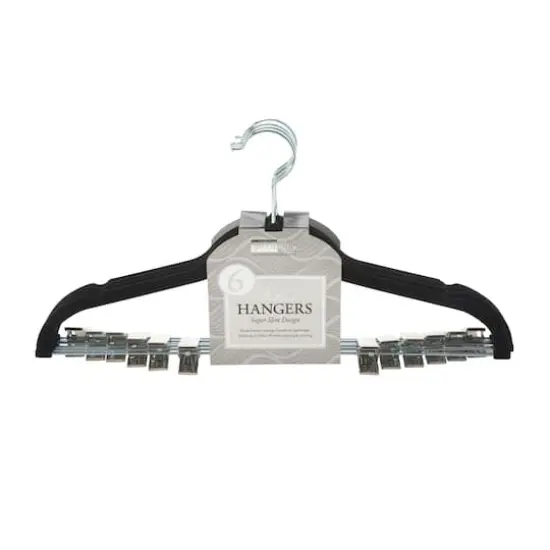Simplify Slim Velvet Hangers with Clips, 6ct. Black {4}