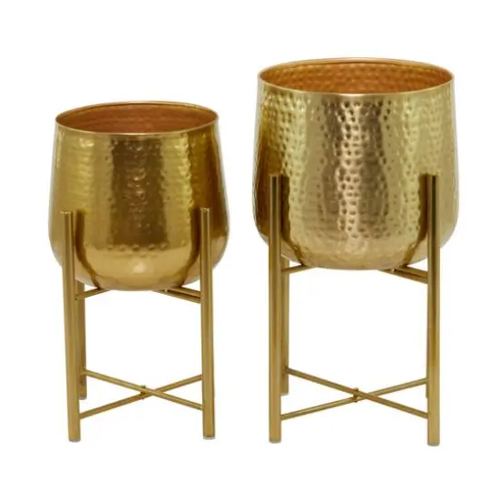 Gold Modern Planter, Set of 2" 17", 19" {1}