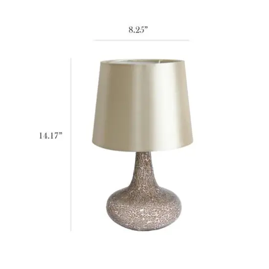 Simple Designs 14" Mosaic Glass Genie Table Lamp with Fabric Shade Champagne {3}