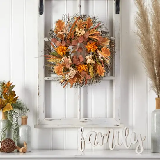 22" Autumn Dahlia & Berries Fall Wreath {4}