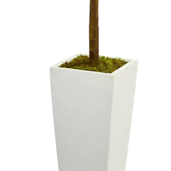 4ft. Fiddle Leaf Artificial Tree in White Tower Planter {4}