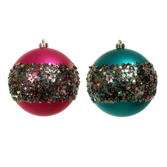 2 Pack 4.7" Jewels & Jolly Sequin Stripe Shatterproof Ball Ornaments by Ashland&reg; {1}
