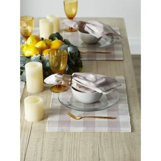 DII&reg; Buffalo Check Ribbed Placemat, 6ct. Dusty Lilac/White {4}