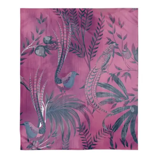 Peacock Pattern 50" x 60" Coral Fleece Blanket {1}