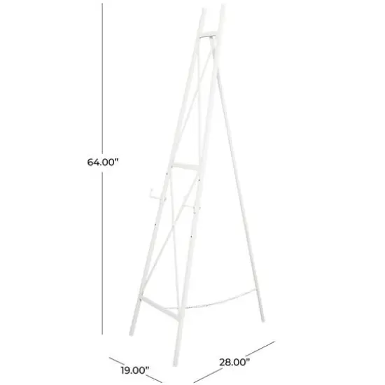 64" White Metal Adjustable Minimalist Floor Easel with Chain Support {6}