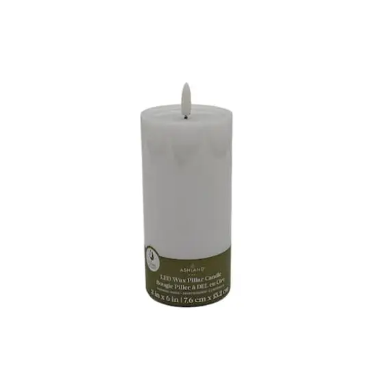 3" x 6" Flickering LED Wax Pillar Candle by Ashland&reg; White {4}