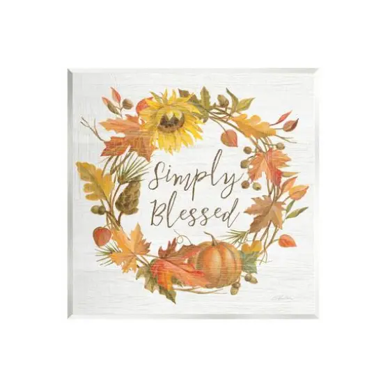 Stupell Industries Simply Blessed Autumn Wreath Wall Plaque Art {1}