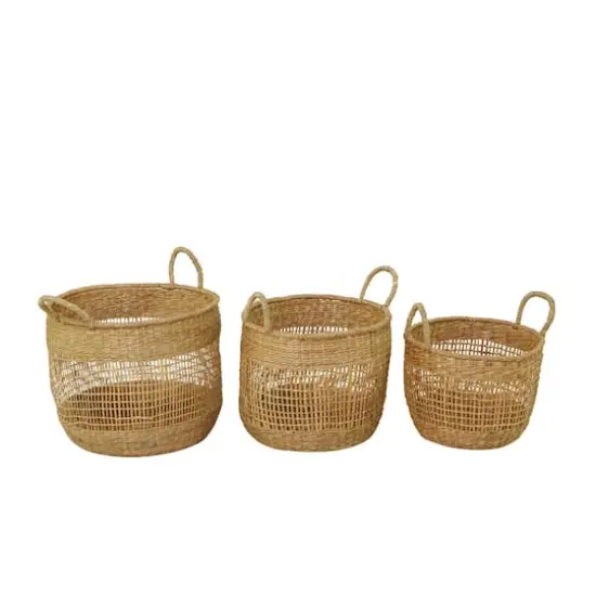 Brown Seagrass Bohemian Storage Baskets, 3ct. {1}