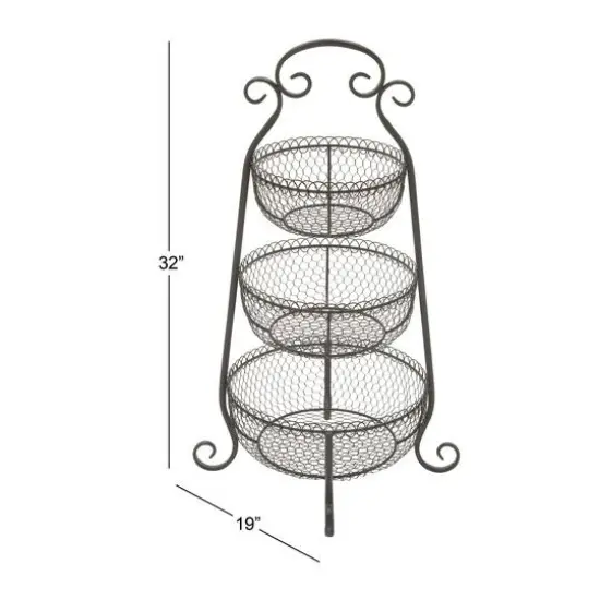 33" Black Iron Farmhouse 3 Tier Tray Stand {7}