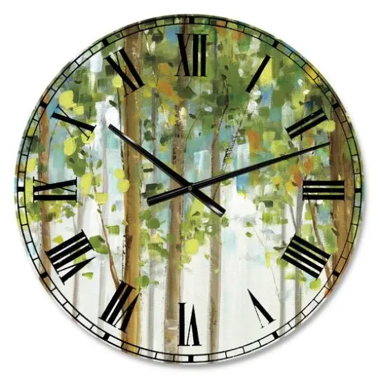 Designart 'Green Forest Study Traditional Wall Clock {1}