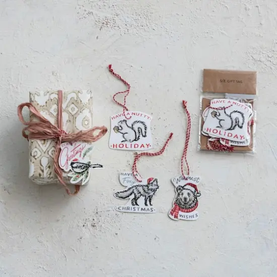 Hello Honey&reg; 8 Pack 5.25" Christmas Animal Sentiment Ornaments/Gift Tags {3}