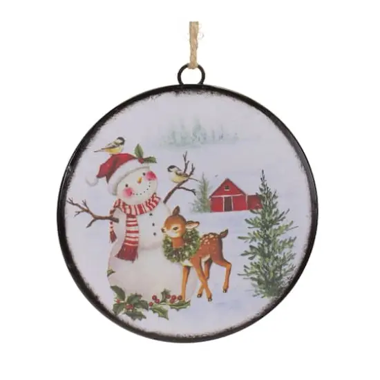 Woodland Snowman Disc Ornament Set {5}