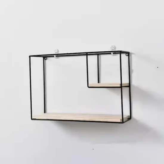 NEX&trade; Black Iron Rectangular Wall Hanging Basket Shelf {1}