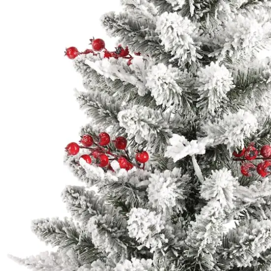 Glitzhome® 4ft Pre-Lit Flocked Artificial Christmas Porch Tree, Multi-color LED Lights {7}