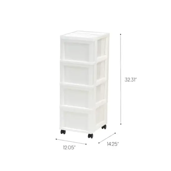 IRIS White 4-Drawer Medium Cart With Organizer Top {3}