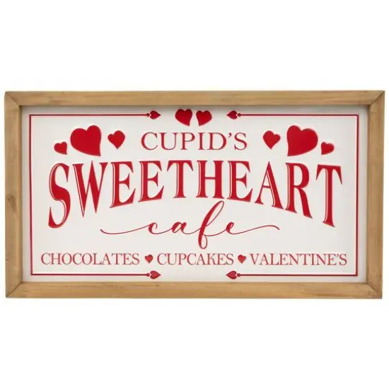 15.75" Cupid's Sweetheart Cafe Valentine's Day Framed Wall Sign {1}