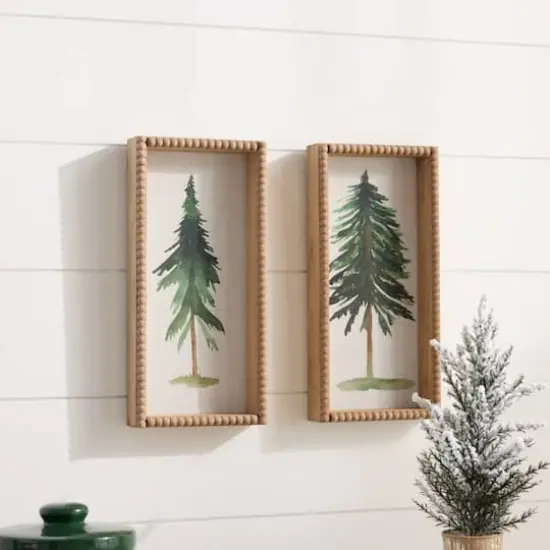 15.75in Framed Pine Tree Plaque Set {3}