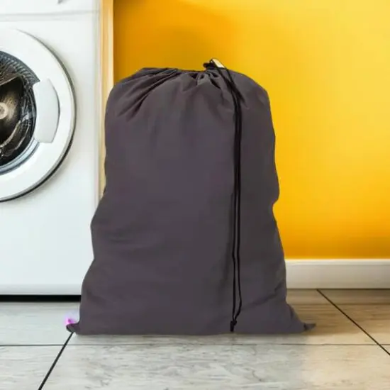 Household Essentials 36" Cotton Drawstring Laundry Bag Gray {7}