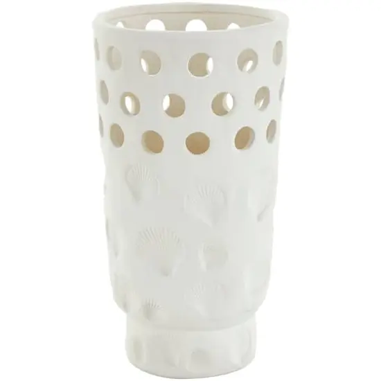 13" White Ceramic Shell Vase {1}