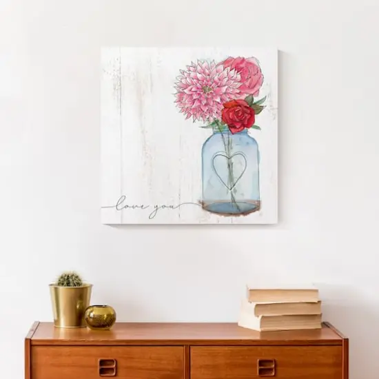 Watercolor Vase Of Flowers Canvas Wall Art {5}