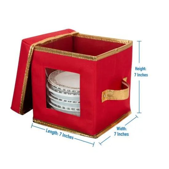 Simplify Holiday Saucer Plate Dinnerware Storage Box with 12 Felt Dividers {8}