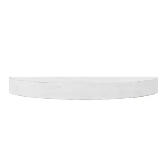 Small White Round Wood Floating Wall Shelf {1}