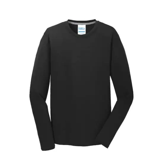 Port & Company® Long Sleeve Performance Blend T-Shirt Jet Black {1}