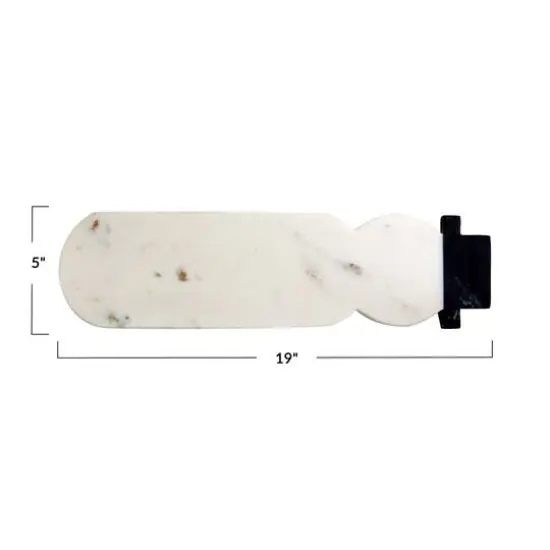 Hello Honey&reg; 19" White & Black Marble Snowman Shaped Cheese & Cutting Board {4}