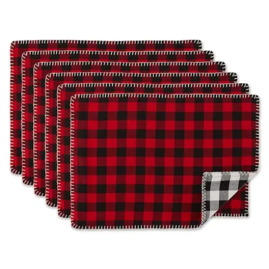 DII&reg; Buffalo Check with Embroidery Placemat Set, 6ct. {1}