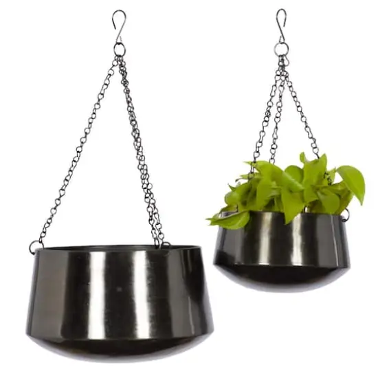 Black Metal Glam Planter Set, 5" & 7" {1}