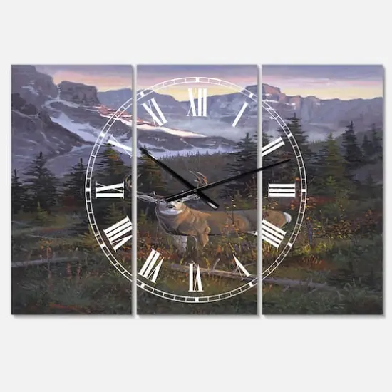 Designart 'High Country Muley Large Traditional Multipanel Wall Clock {1}
