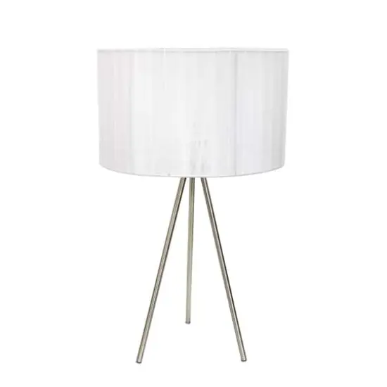 Simple Designs Brushed Nickel Tripod Table Lamp Brushed Nickel/White {1}