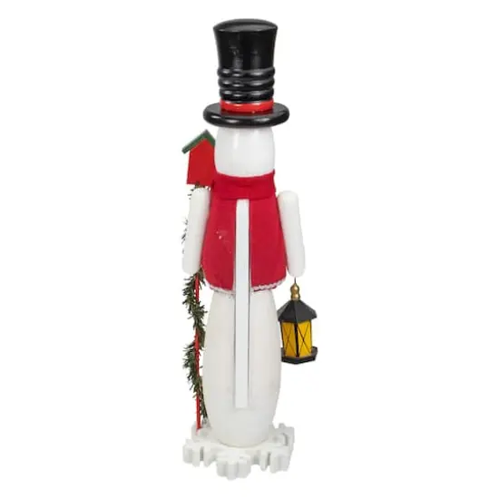 18" Glittered Wooden Snowman & Bird Nutcracker {4}