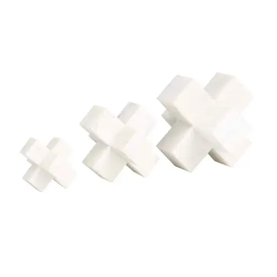 White Marble Geometric Jack Sculpture Set {1}