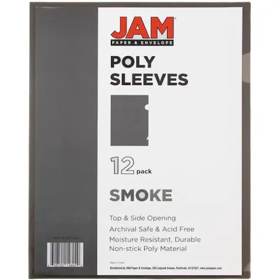JAM Paper 9" x 11.5" Plastic Sleeves, 12ct. Smoke Gray {5}