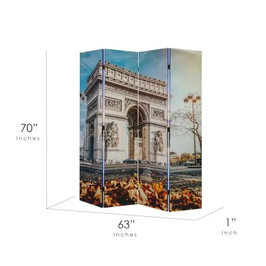 American Art Decor&trade; 6ft. Double-Sided 4-Panel Paris Eiffel Tower and Arc de Triomphe Portable Canvas Room Divider {8}