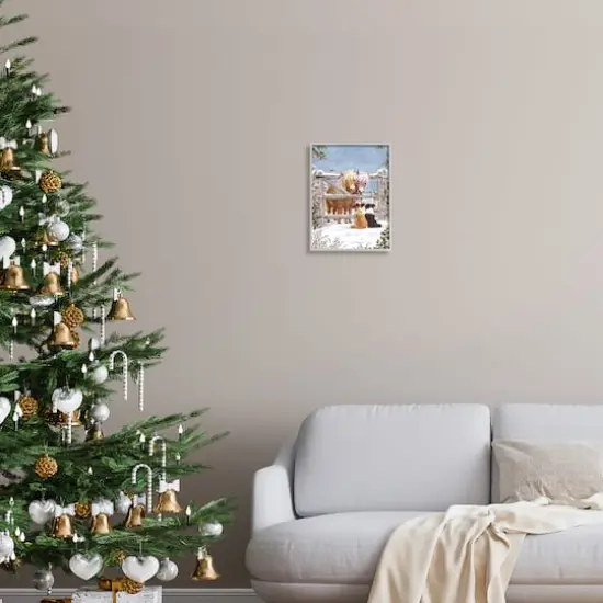 Stupell Industries Ponies & Dogs Winter Farm Scene Framed Giclee Art Gray {3}