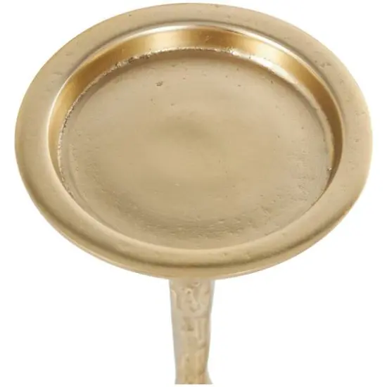 Gold Aluminum Stick Inspired Floor Candle Holder Set {4}