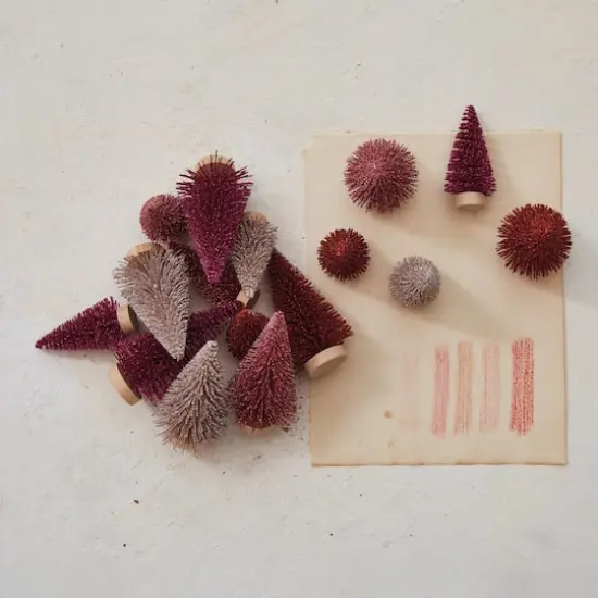 Hello Honey® Burgundy & Pink Sisal Bottle Brush Tree with Wood Base Set {3}
