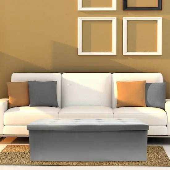 Sorbus 43" Faux Leather Storage Bench Gray {3}