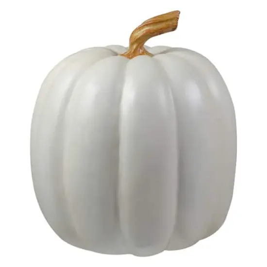 8" White Pumpkin Autumn Harvest Tabletop Decoration {1}