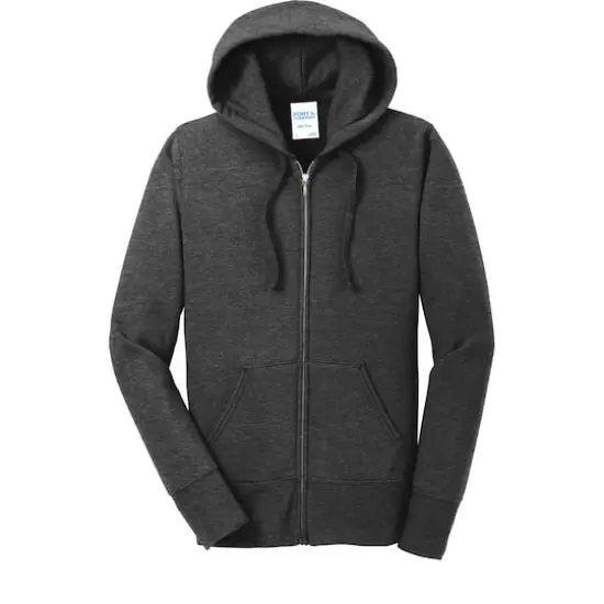 Port & Company&reg; Ladies Core Fleece Full-Zip Hooded Sweatshirt Dark Heather Gray {1}