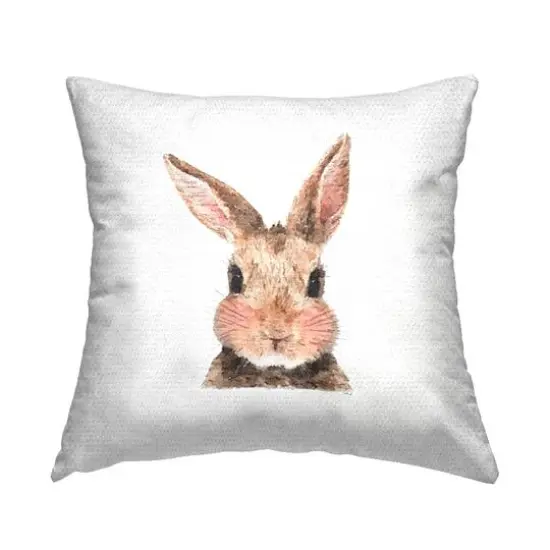 Stupell Industries Happy Rabbit Face Animal, Happy Rabbit Face Animal Outdoor Printed Pillow {1}